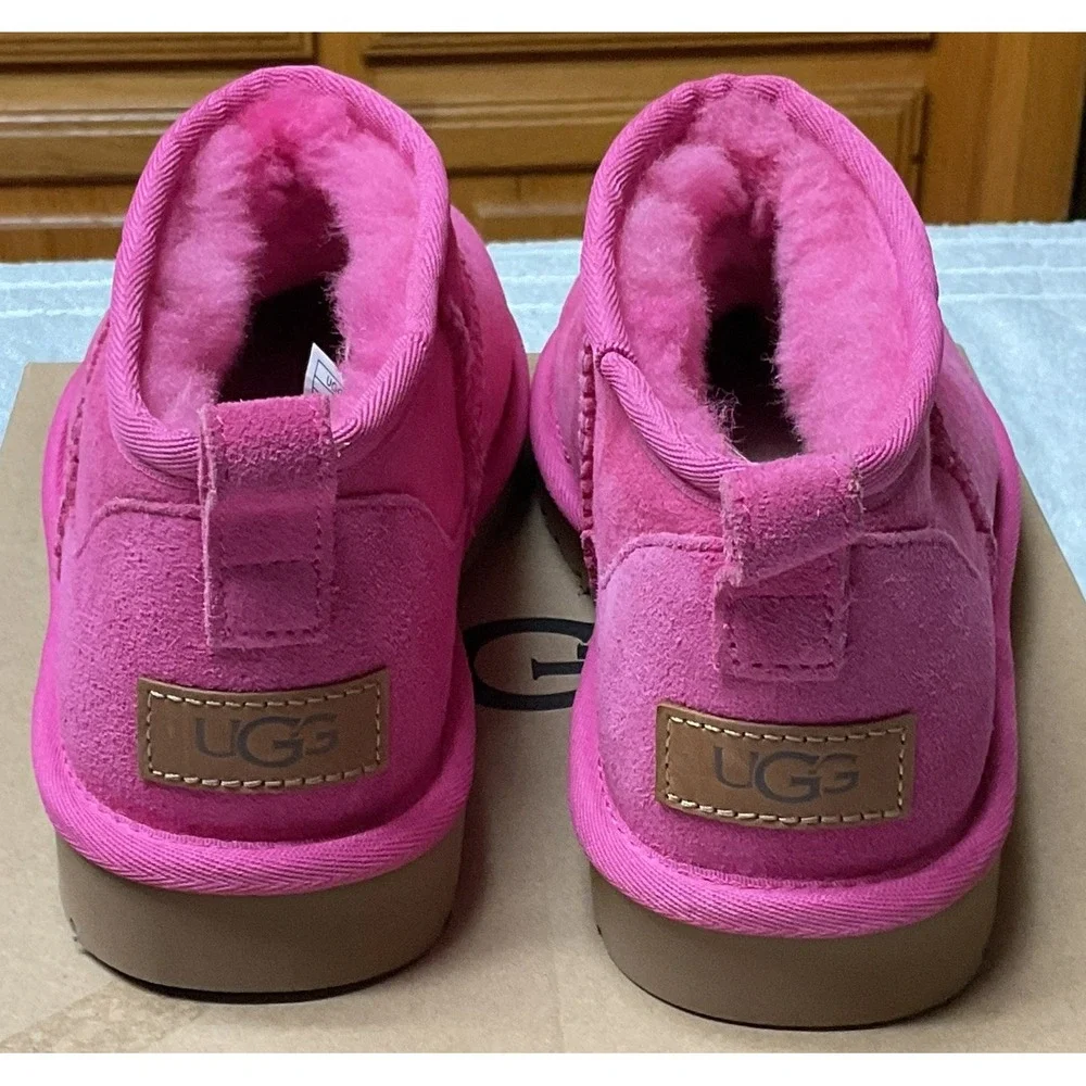 NIB 100% Authentic UGG Classic Ultra Mini Wmns Ankle Boots US 7 EU 38 Hot Pink - Picture 6 of 12